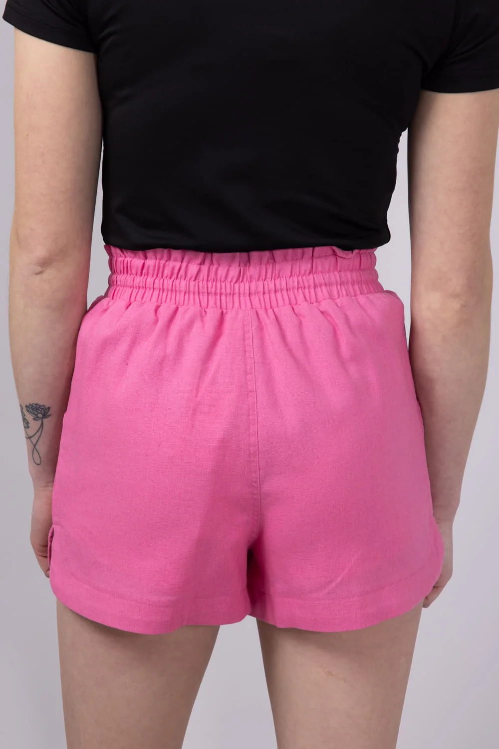 Elastic Waist Linen Shorts for Women in Hot Pink | NP70478-HOTPINK - Image 2