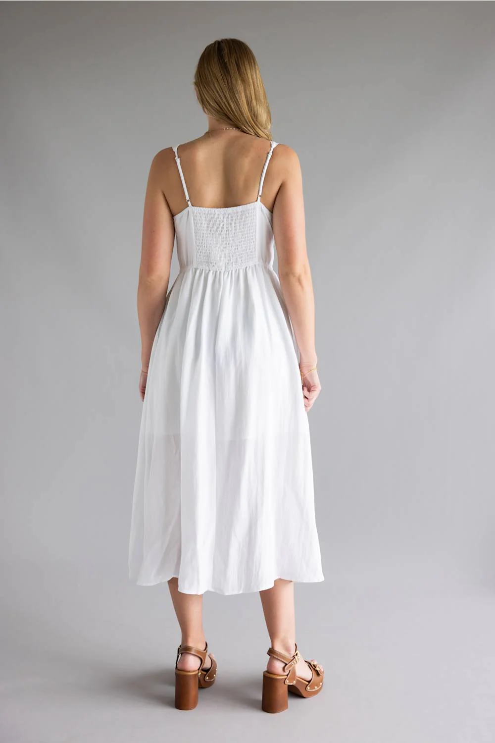 Solid Midi Dress for Women in White | TW1718-WHITE - Image 4