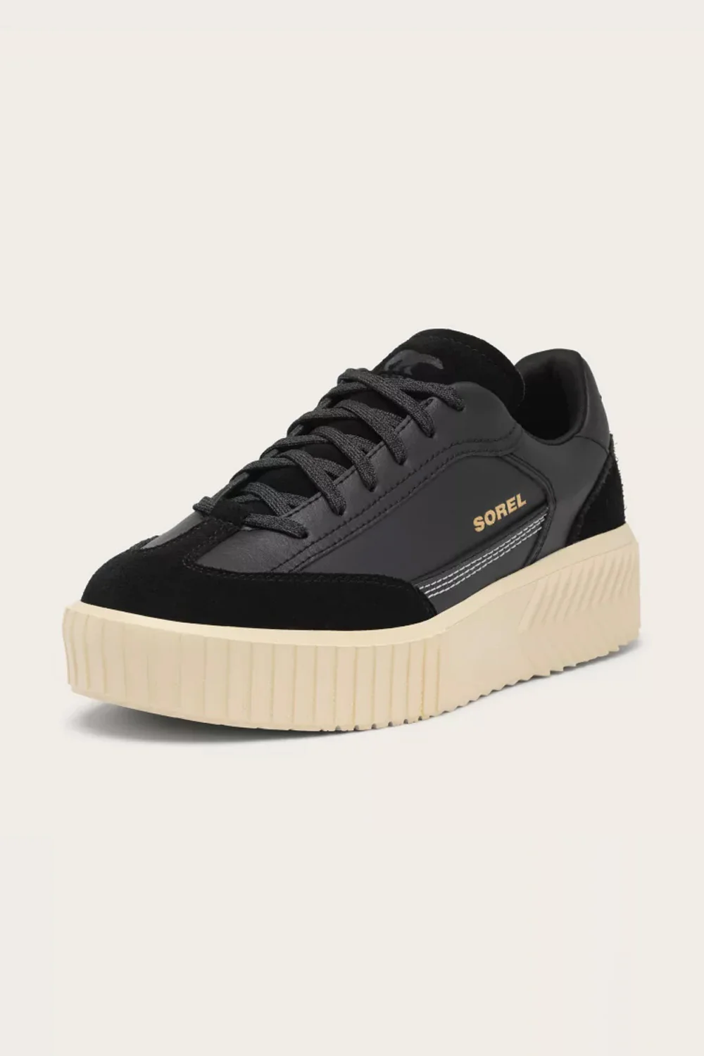 Sorel Out N About Ave T-Toe Sneakers for Women in Black/Honey White | 2144991-010 - Image 4