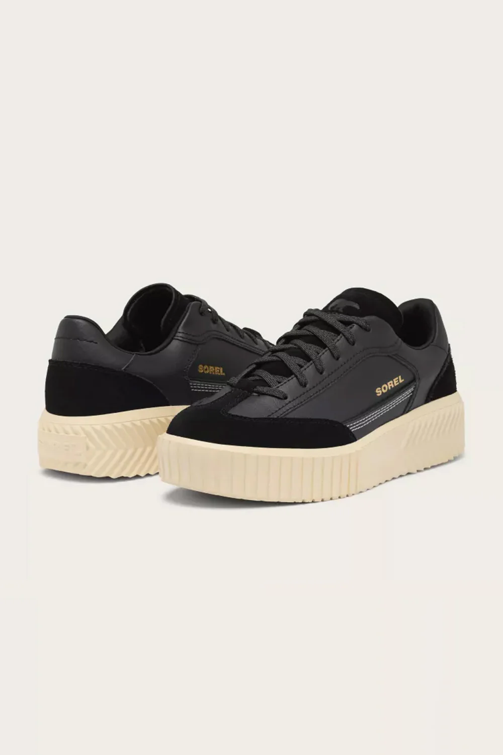 Sorel Out N About Ave T-Toe Sneakers for Women in Black/Honey White | 2144991-010 - Image 8