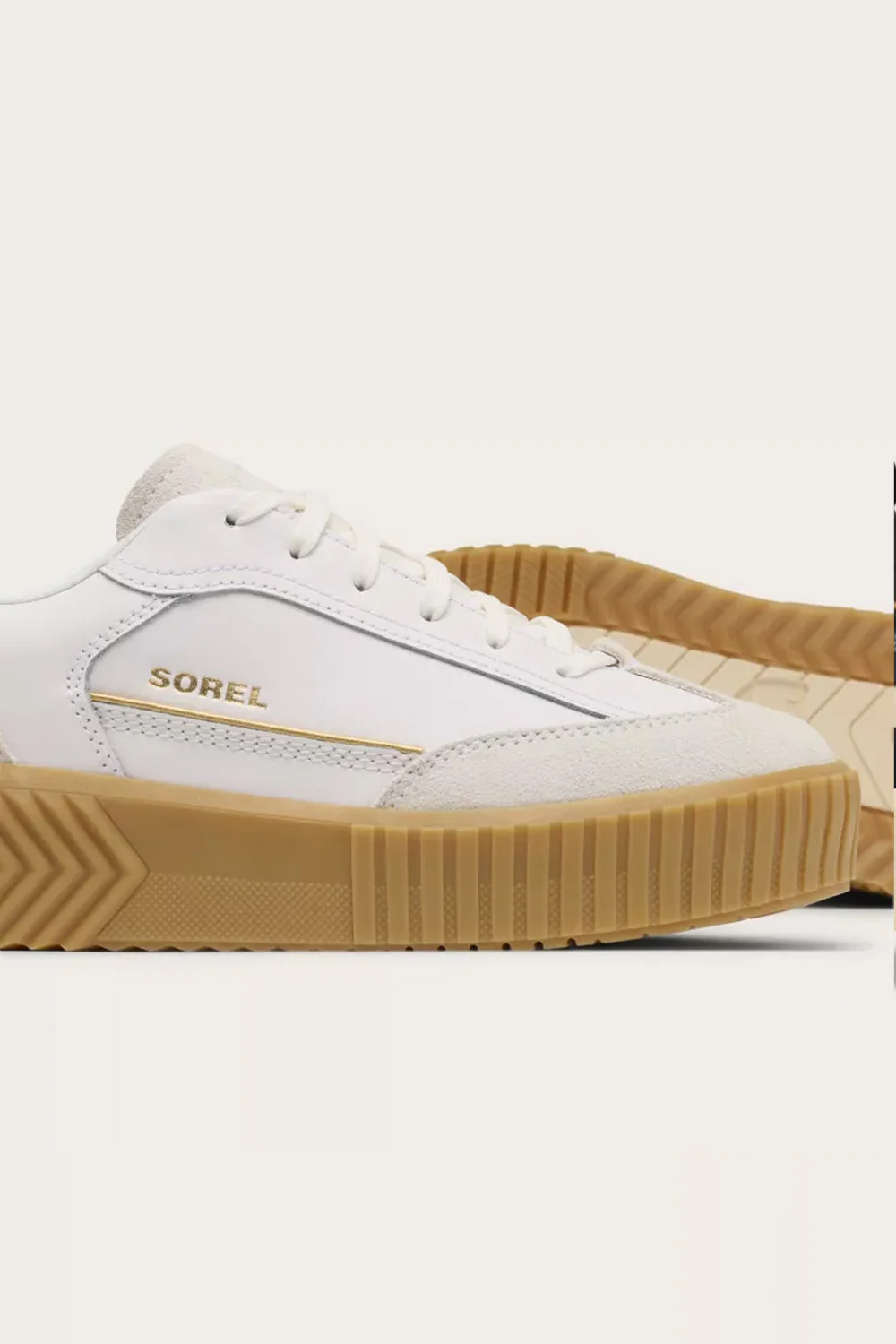 Sorel Out N About Ave T-Toe Sneakers for Women in Sea Salt/Gum | 2144991-125 - Image 3