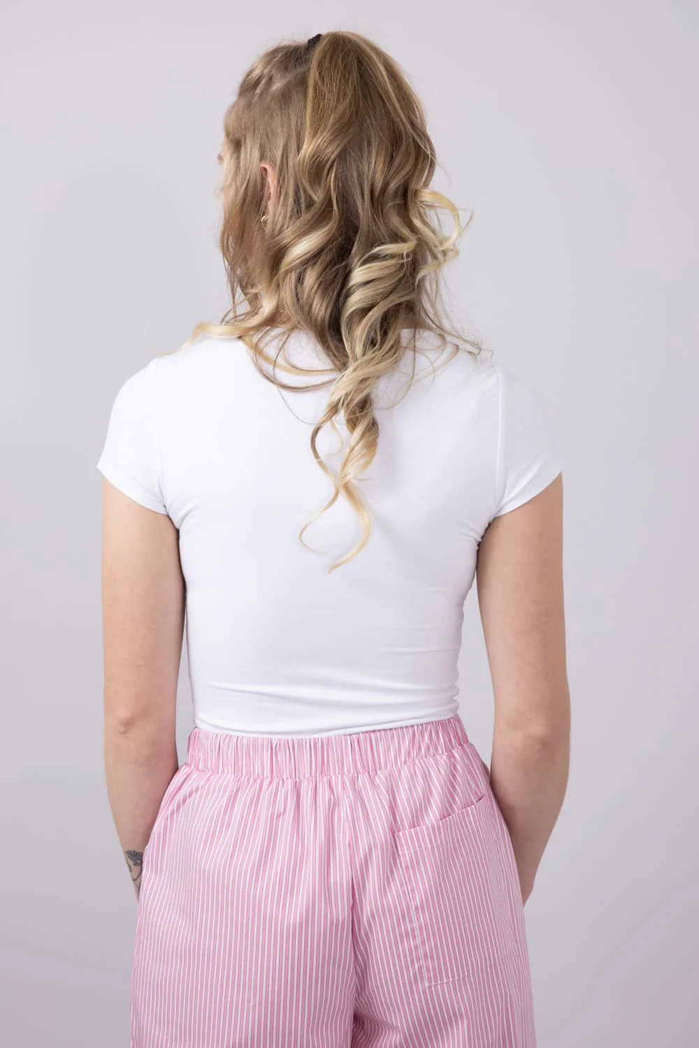 Be Cool Seamless Double Layer Knit T-Shirt for Women in Off White | 19211-OFFWHITE - Image 2