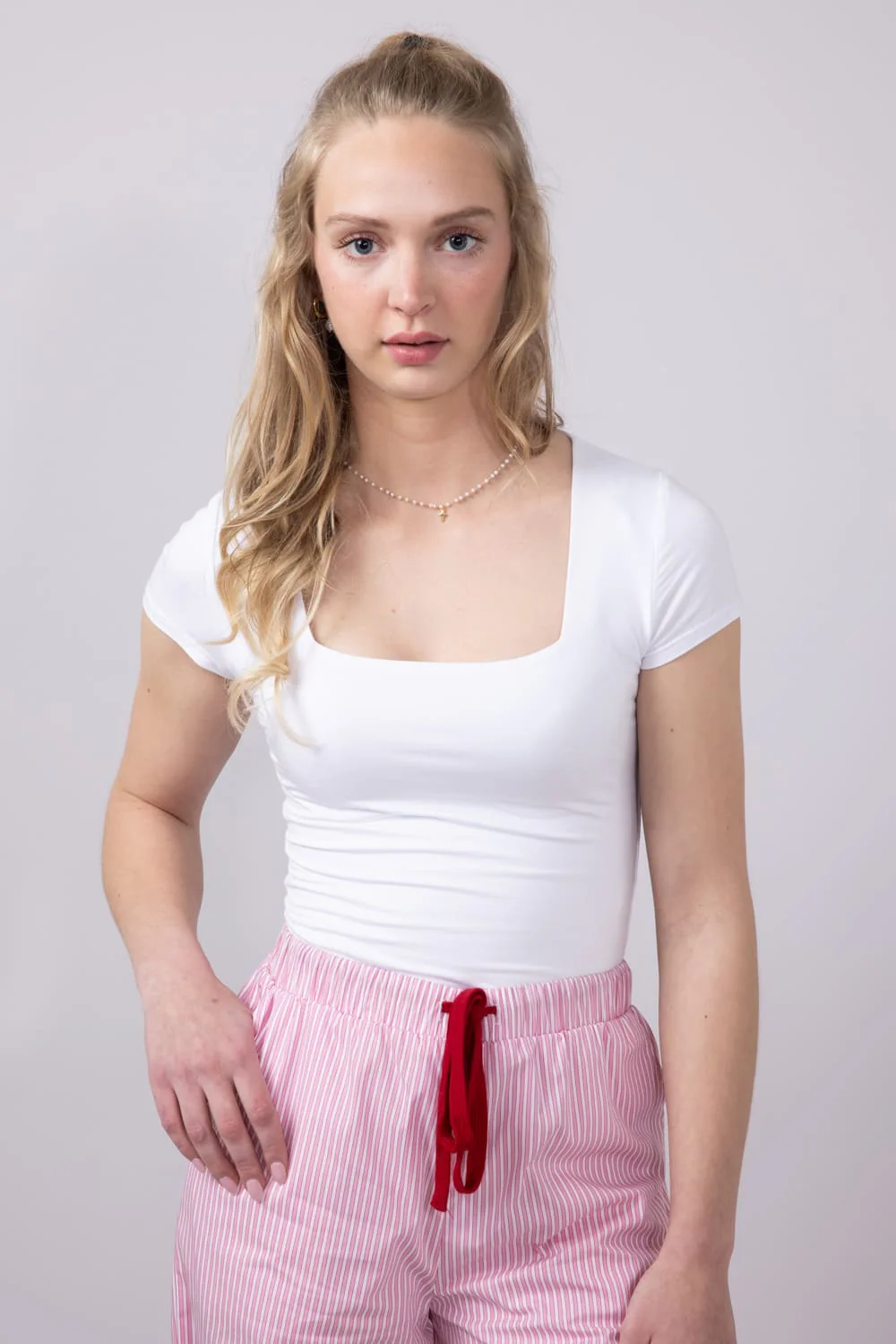 Be Cool Seamless Double Layer Knit T-Shirt for Women in Off White | 19211-OFFWHITE - Image 3