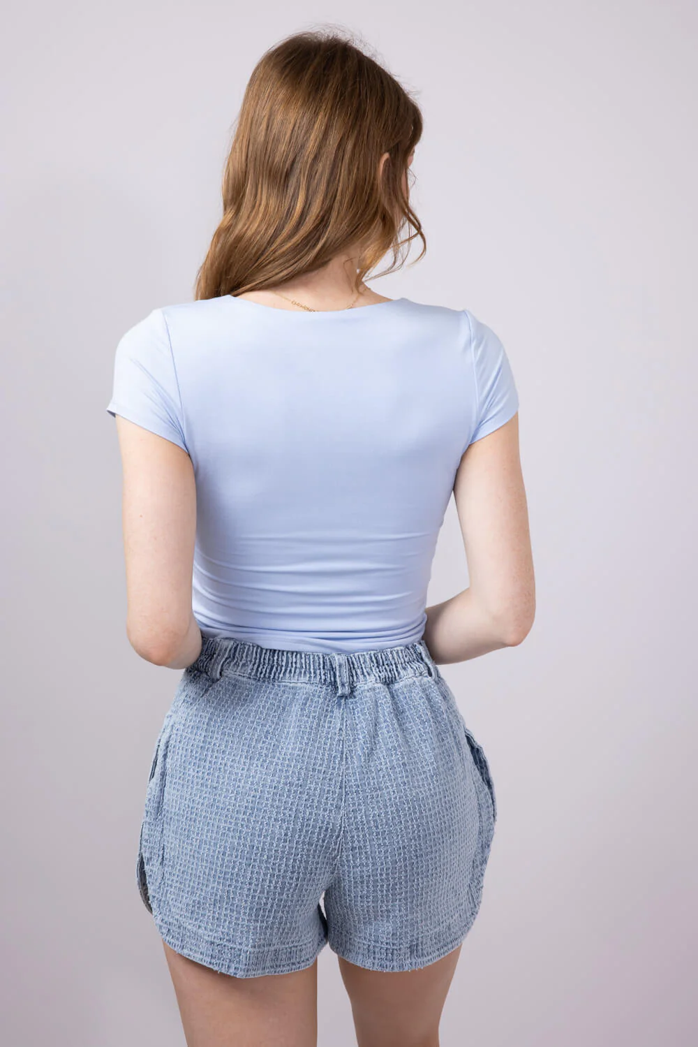 Be Cool Seamless Double Layer Knit T-Shirt for Women in Powder Blue | 19211-POWDERBLUE - Image 3