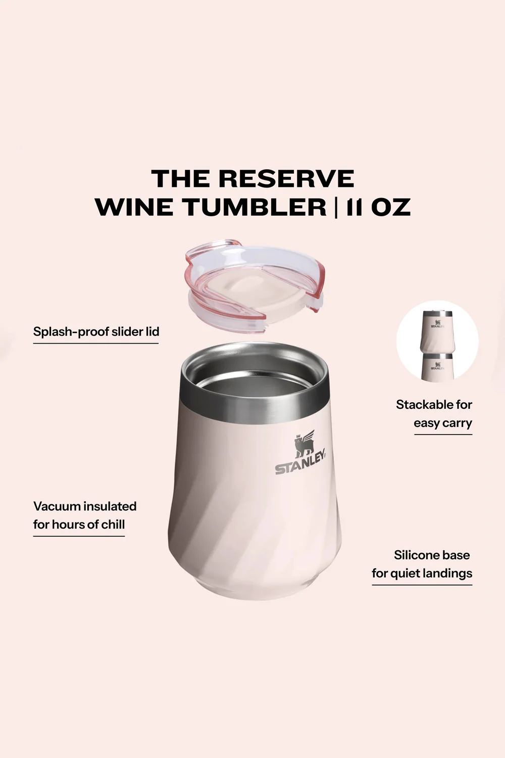 Stanley 11 oz Reserve Wine Tumbler in Rose | 10-13038-003 - Image 5