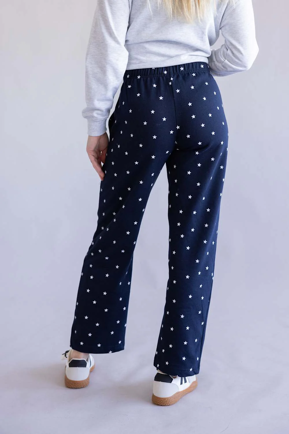 Star Pattern Straight Leg Sweatpants for Women in Navy | PA3004-NAVY - Image 3