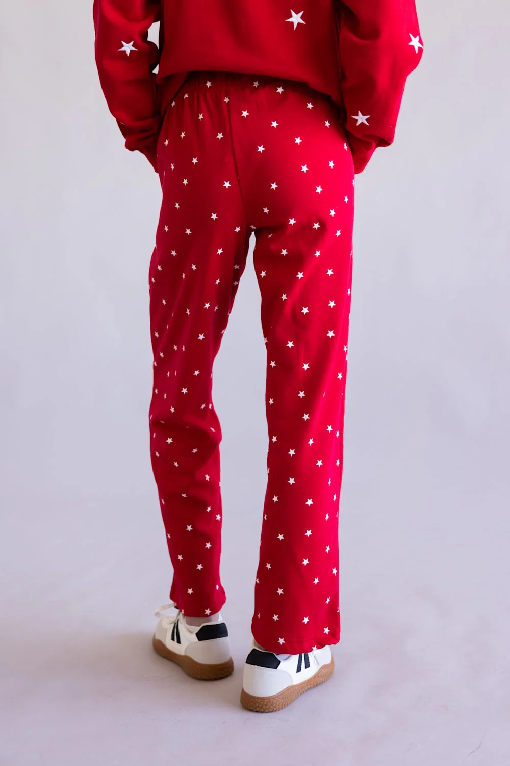 Star Pattern Straight Leg Sweatpants for Women in Red | PA3004-RED - Image 3