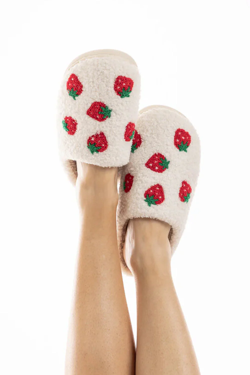 Strawberry Slippers for Women in White | KDC-SLPR-106-WHT - Image 3