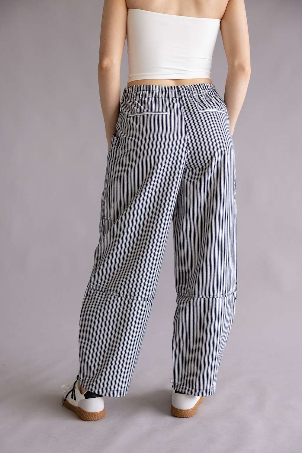 Stripe Barrel Pants for Women in Navy | J6SP1010-NAVY - Image 4
