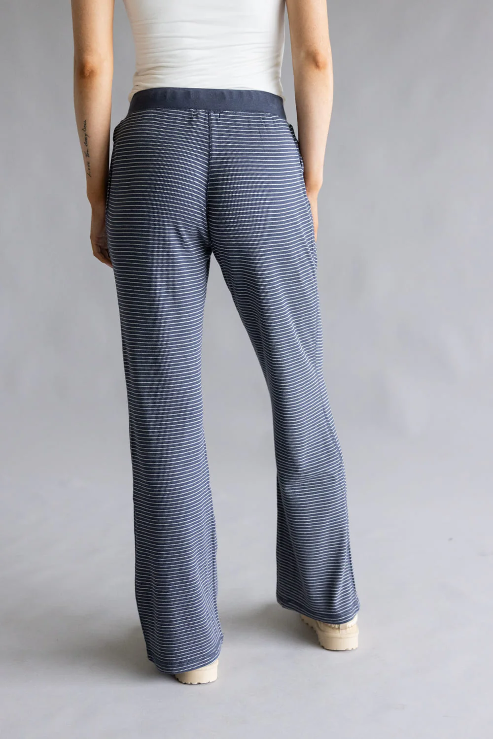 Stripe Thermal Lounge Pants for Women in Charcoal Blue | 42758-CHARCOALBLUE - Image 4
