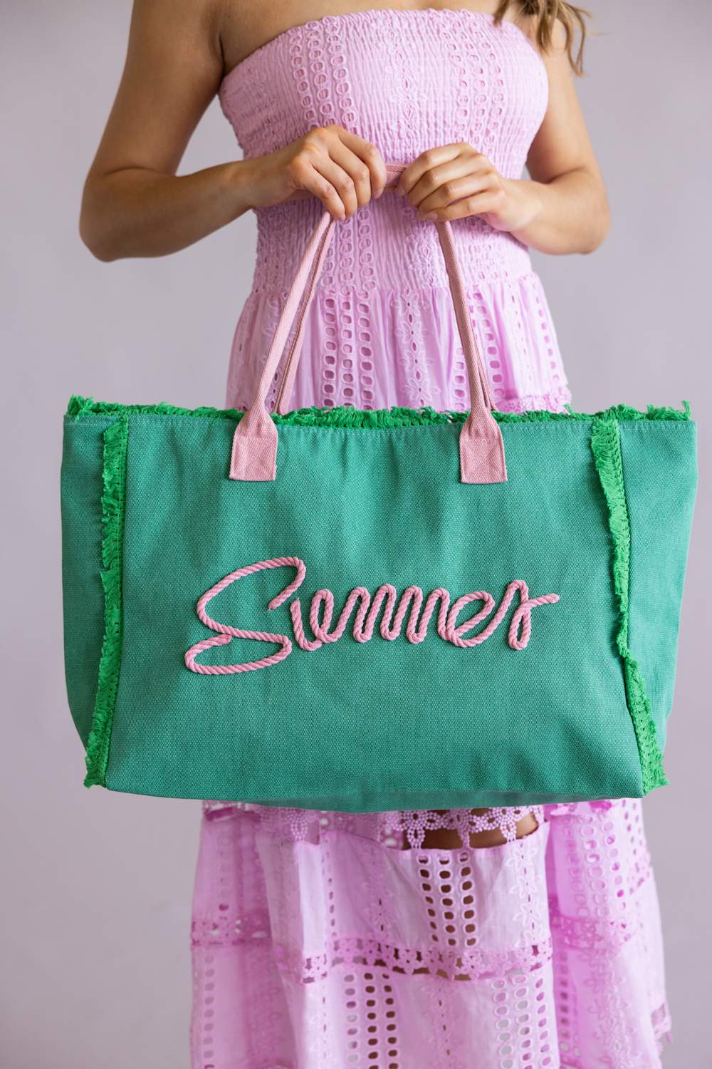 Summer Rope Canvas Tote Bag in Green | TB0204-GN - Image 2