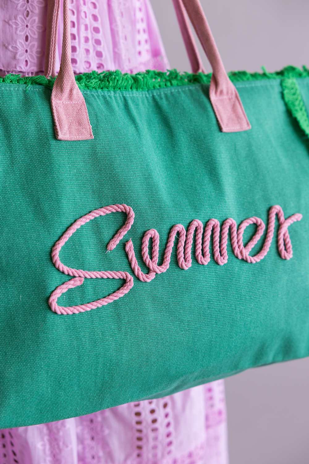 Summer Rope Canvas Tote Bag in Green | TB0204-GN - Image 4
