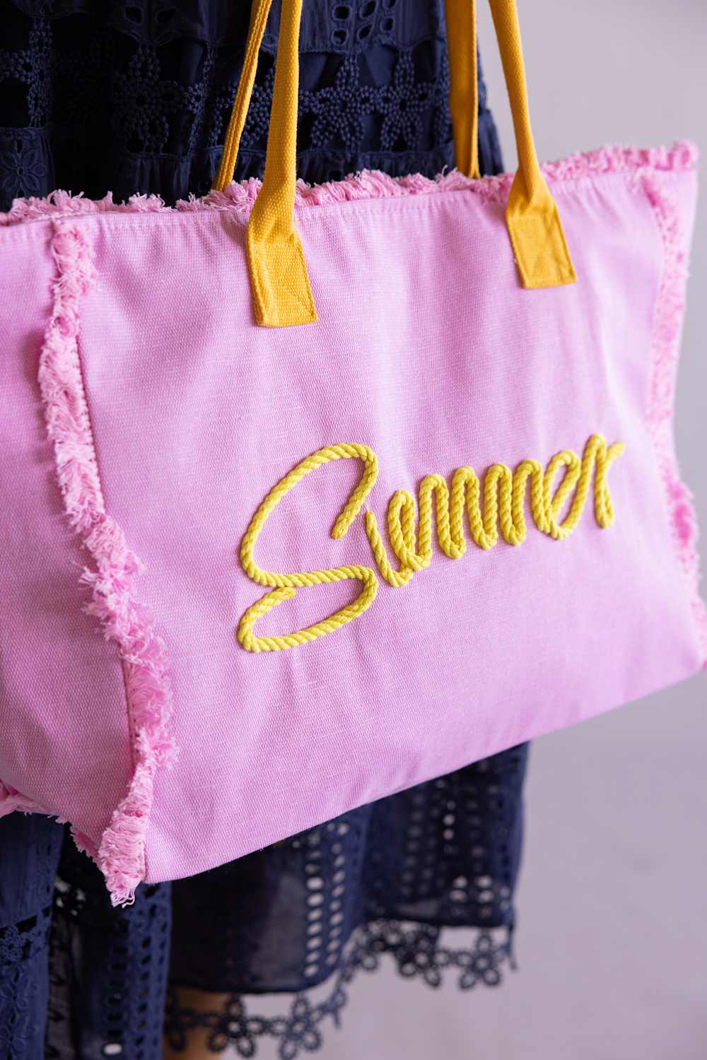 Summer Rope Canvas Tote Bag in Pink | TB0204-PU - Image 3