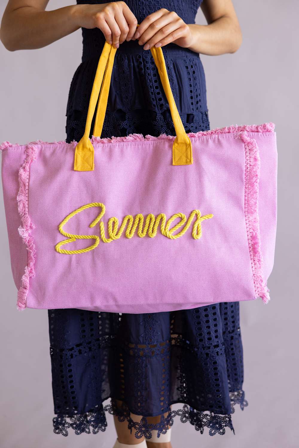 Summer Rope Canvas Tote Bag in Pink | TB0204-PU - Image 4