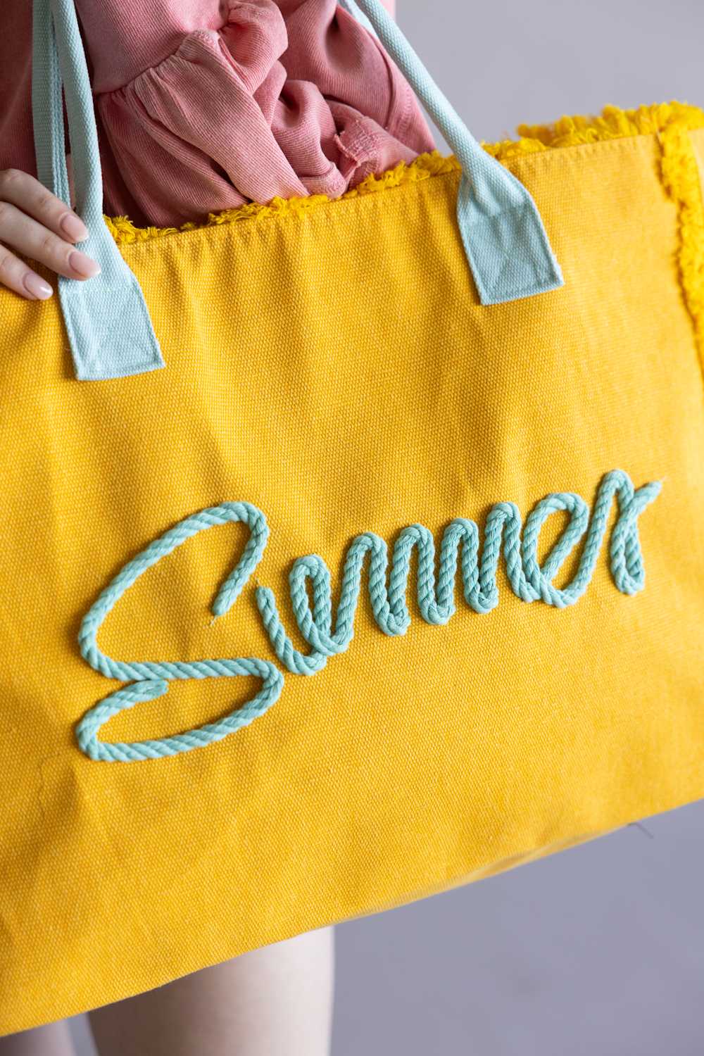 Summer Rope Canvas Tote Bag in Yellow/Blue | TB0204-YE - Image 3