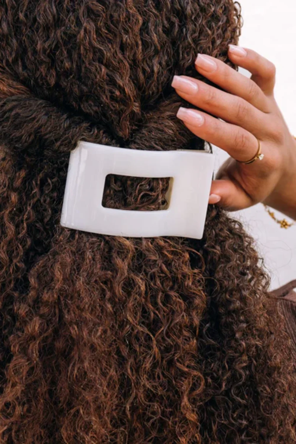 Teleties Medium Flat Rectangle Clip in Coconut White  | TT-FCM03-004 - Image 2