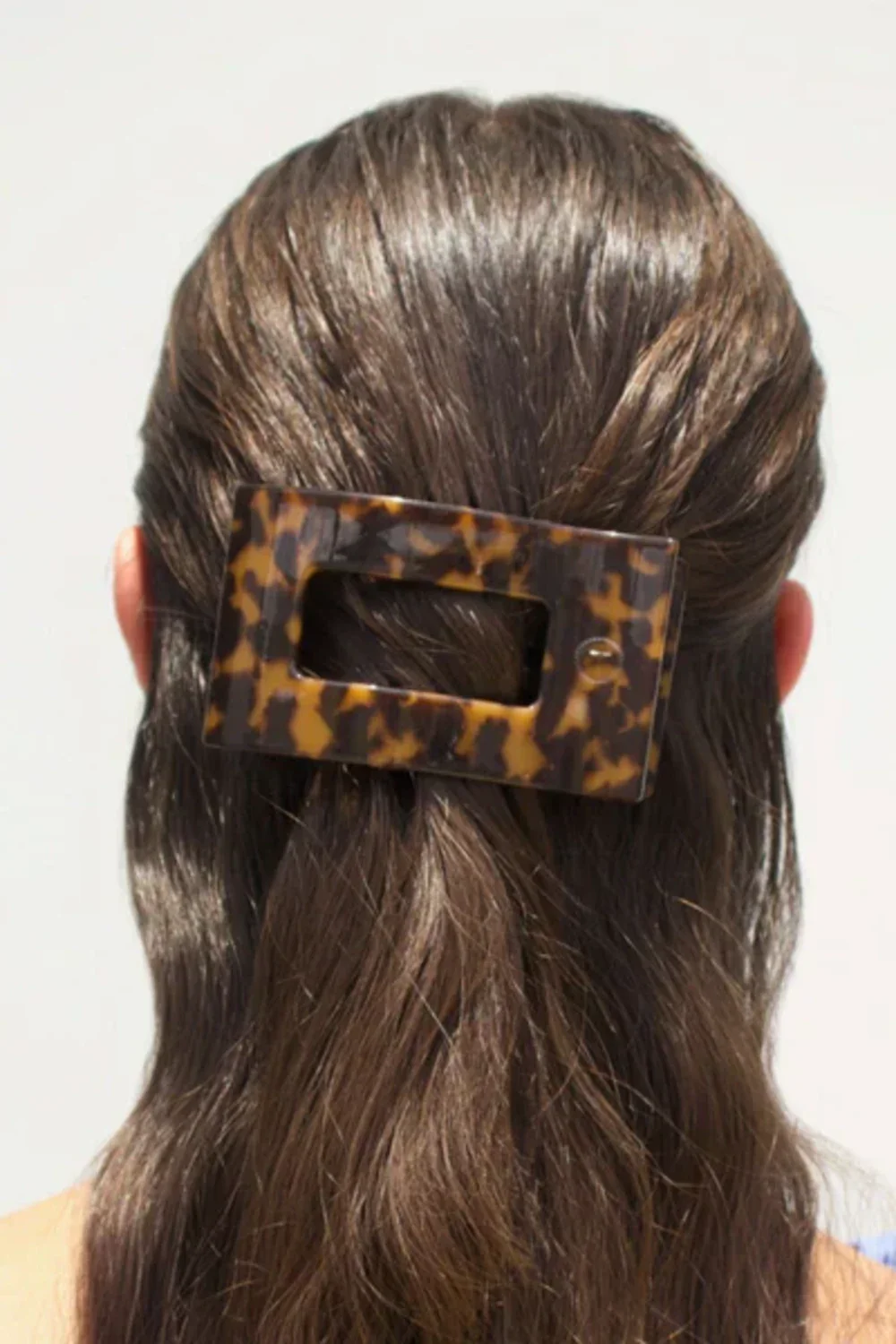 Teleties Medium Flat Rectangle Clip in Tortoise | TT-FCM03-001 - Image 2