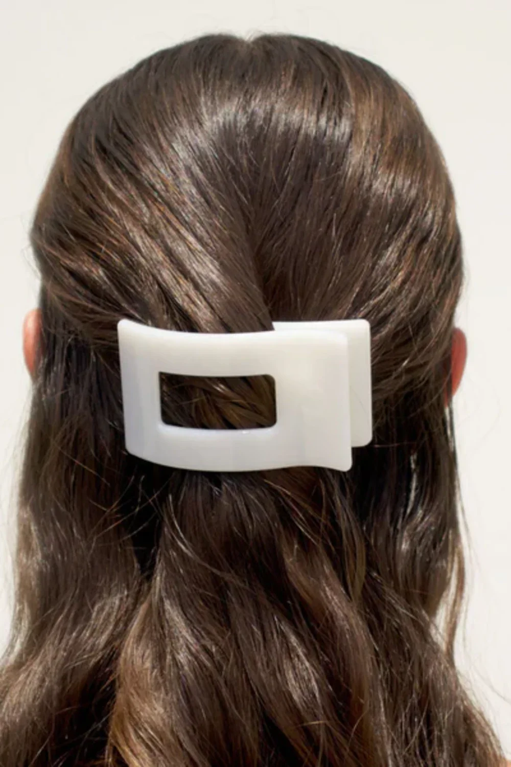 Teleties Small Flat Rectangle Clip in Coconut White | TT-FCS03-004 - Image 2