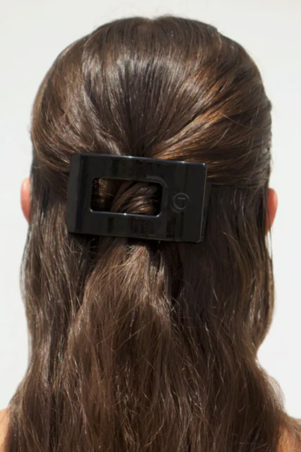 Teleties Small Flat Rectangle Clip in Jet Black  | TT-FCS03-002 - Image 2