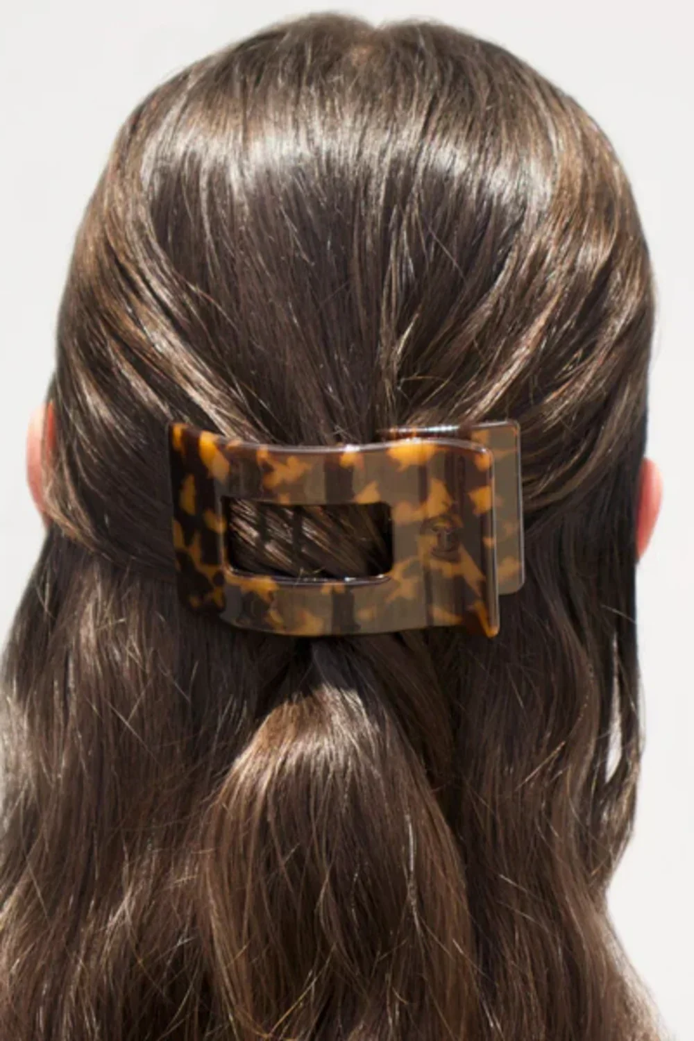 Teleties Small Flat Rectangle Clip in Tortoise  | TT-FCS03-001 - Image 2