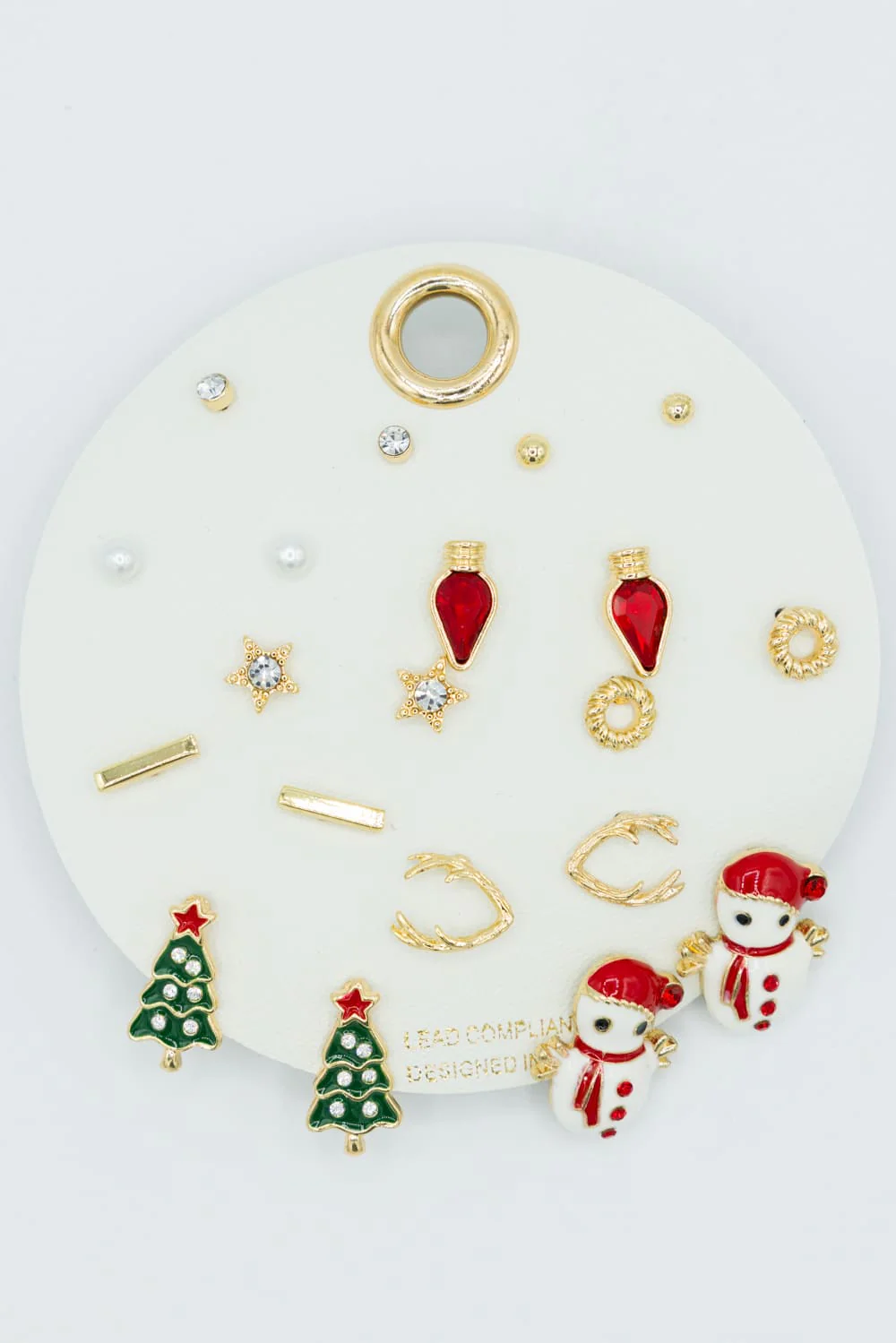 Ten Pair Christmas Studs Earrings Set for Women in Gold | ED10293WG - Image 2