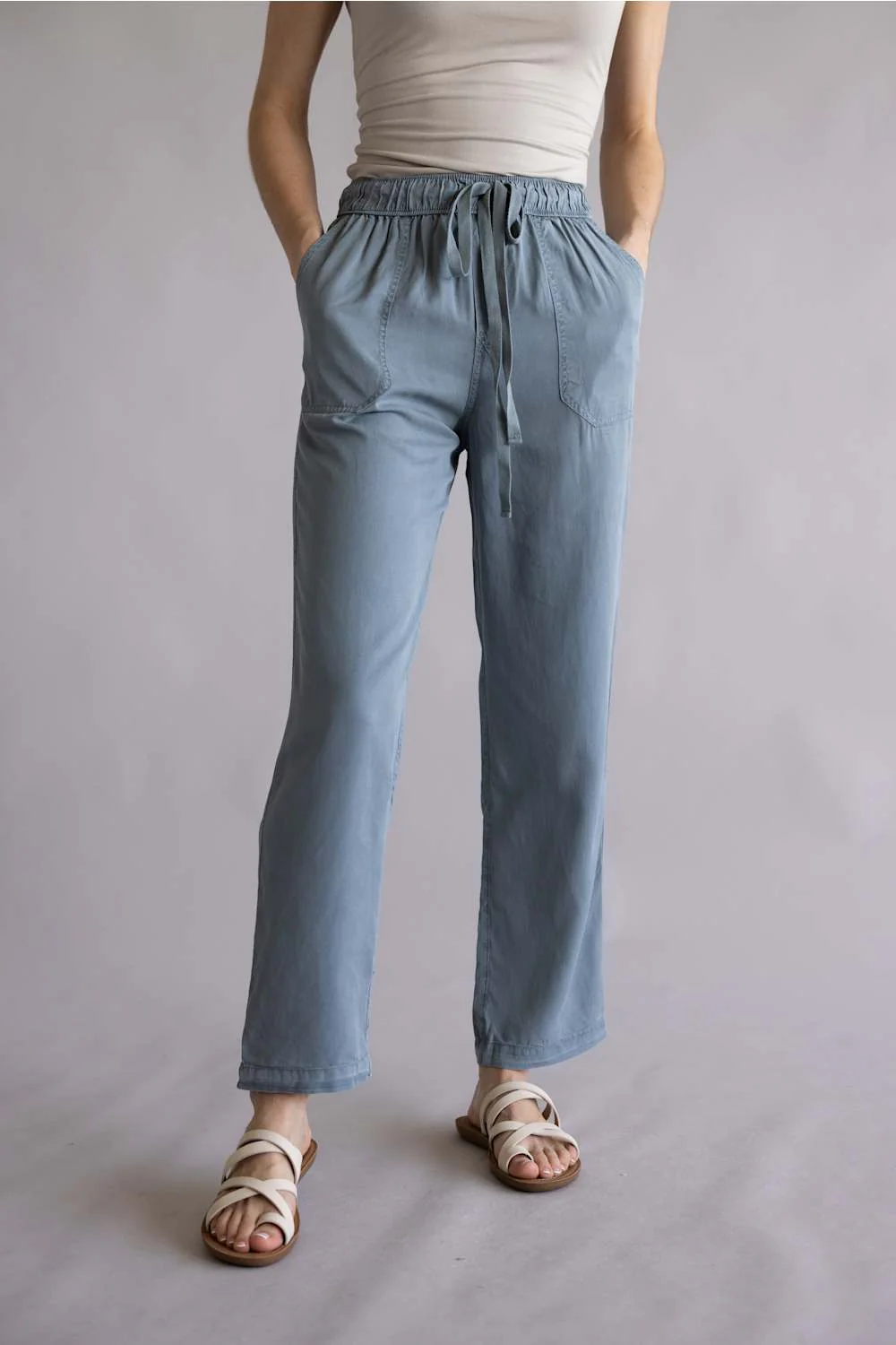 Tencel Drawstring Pants for Women in Blue | 42442-VINTAGEBLUE - Image 2