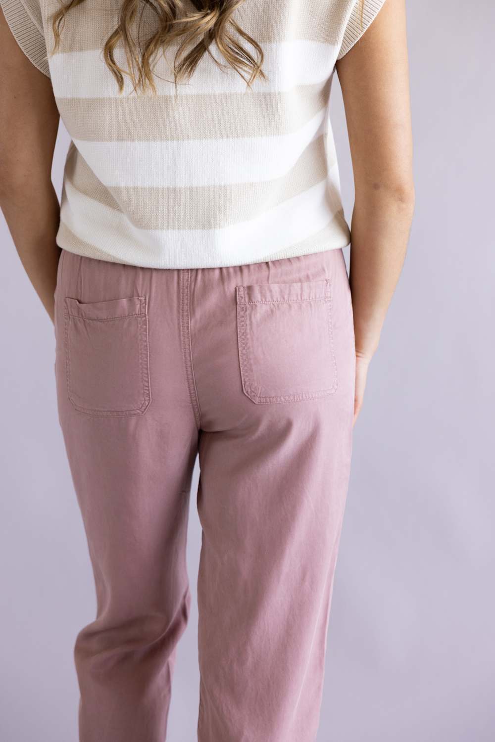 Tencel Drawstring Pants for Women in Mauve | 42442-SUMMERMAUVE - Image 3