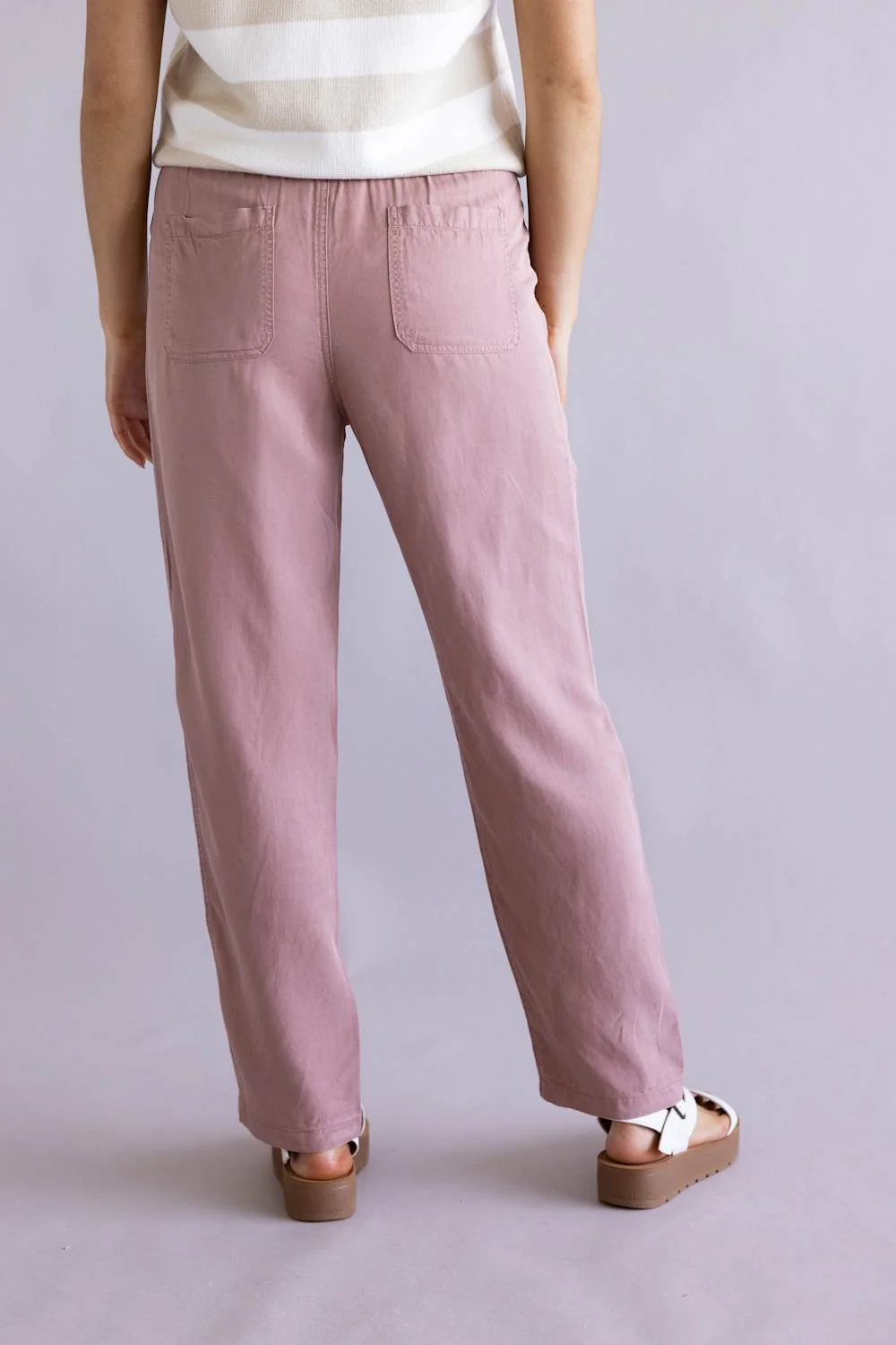 Tencel Drawstring Pants for Women in Mauve | 42442-SUMMERMAUVE - Image 4