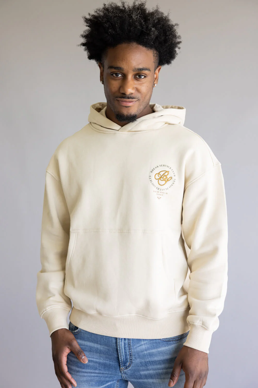 Denim & Flower Tennis Club Hoodie for Men in Sand | CSWS-C548 - Image 3