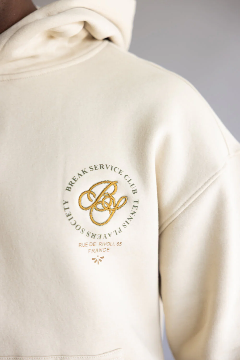 Denim & Flower Tennis Club Hoodie for Men in Sand | CSWS-C548 - Image 5