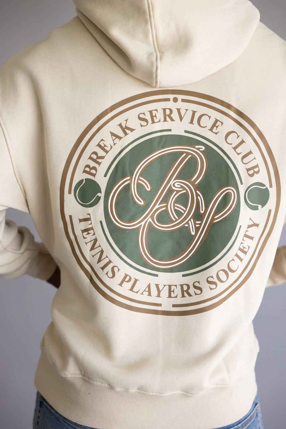 Denim & Flower Tennis Club Hoodie for Men in Sand | CSWS-C548 - Image 6