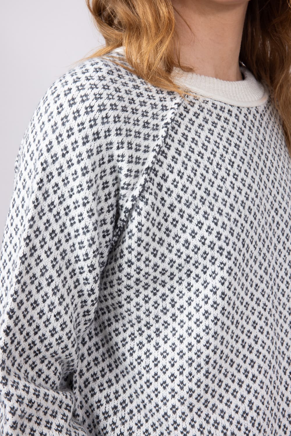 Textured Reglan Sleeve Sweater for Women in Charcoal | 54718-CHARCOAL - Image 2