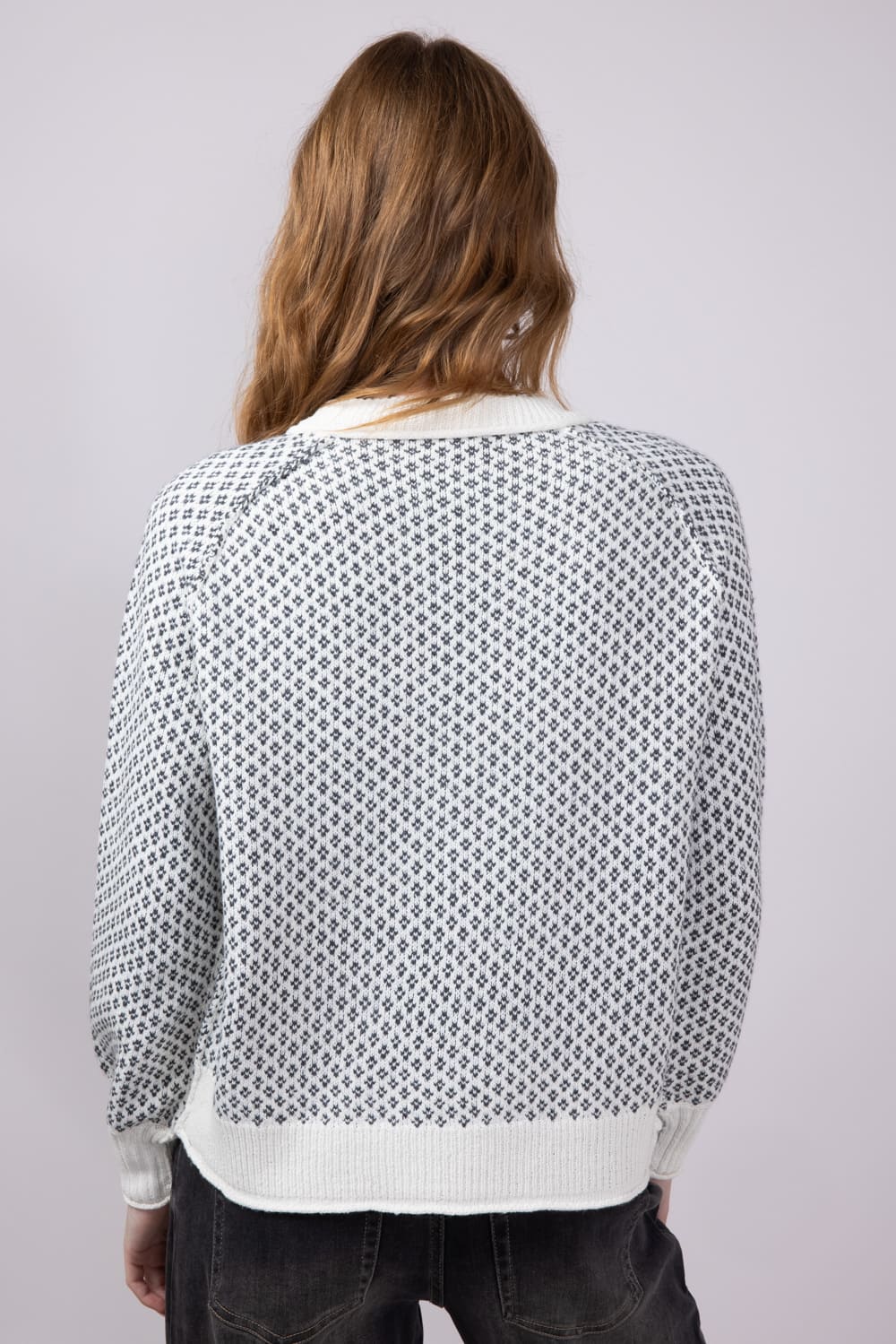 Textured Reglan Sleeve Sweater for Women in Charcoal | 54718-CHARCOAL - Image 8