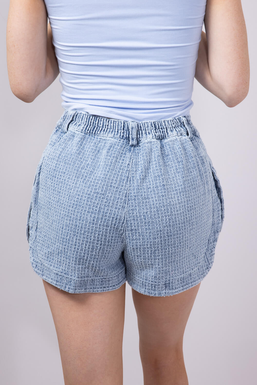 Textured Washed Denim Shorts for Women | NP70452-LTINDIGO - Image 2