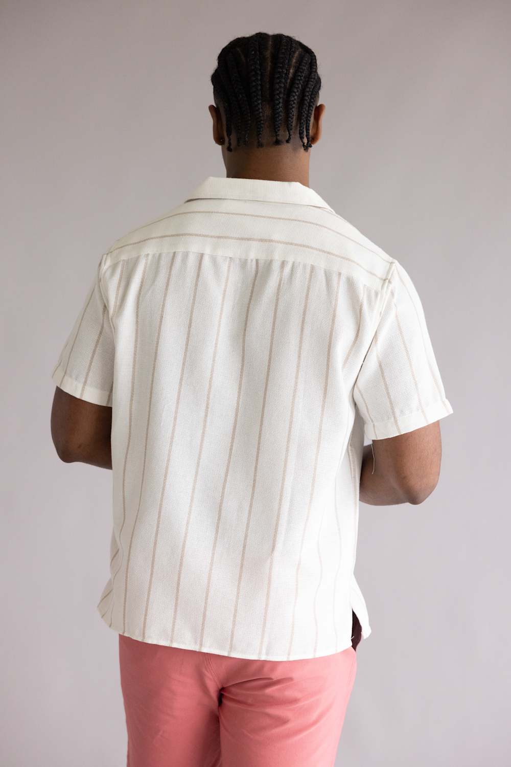 Textured Woven Button Up Shirt for Men in Ecru | 8PW7056M-ECRU - Image 4