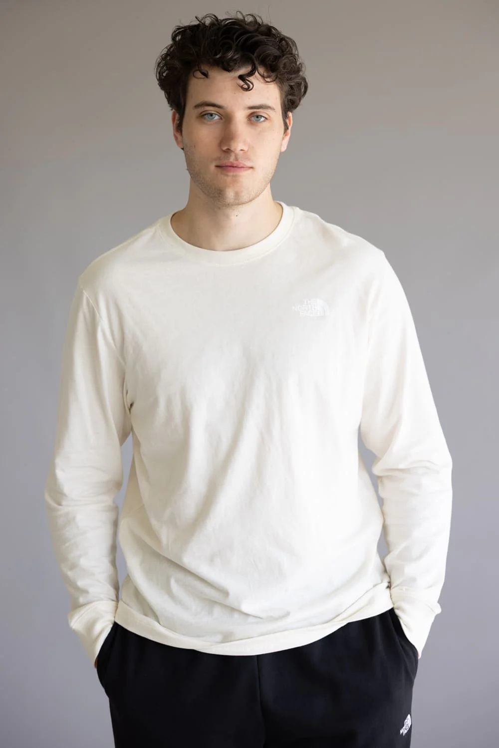 The North Face Box Graphic Long Sleeve T-Shirt for Men in White Dune | NF0A8B68-QLI - Image 2