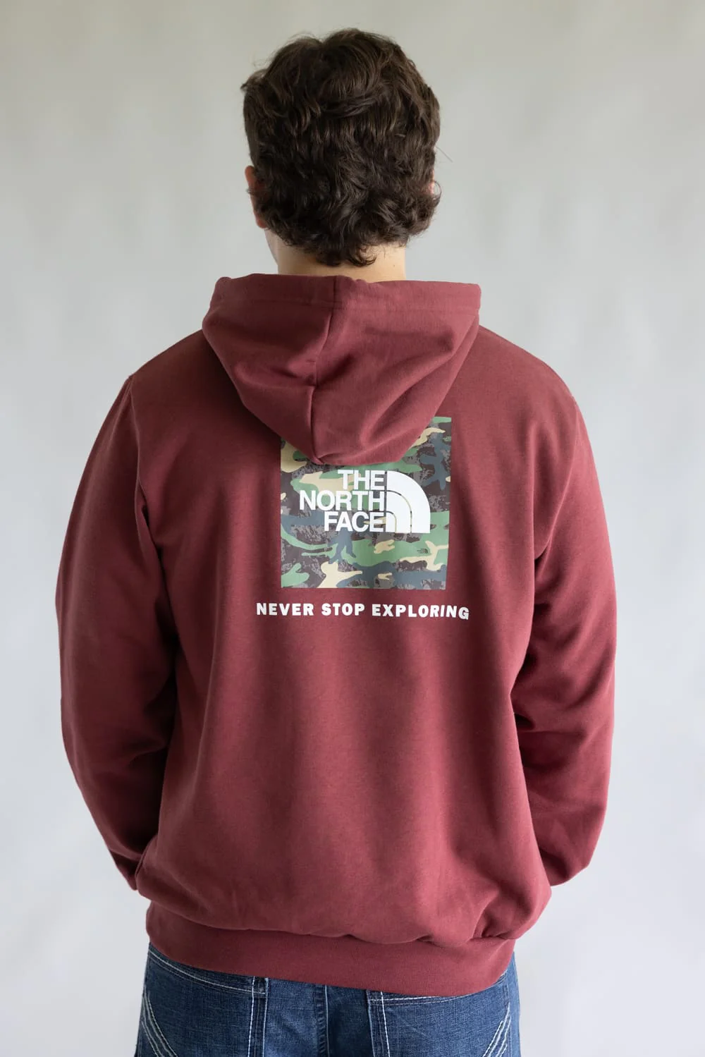 The North Face Camo Box Logo Hoodie for Men in Sumac Red | NF0A8FN1-0VO - Image 5
