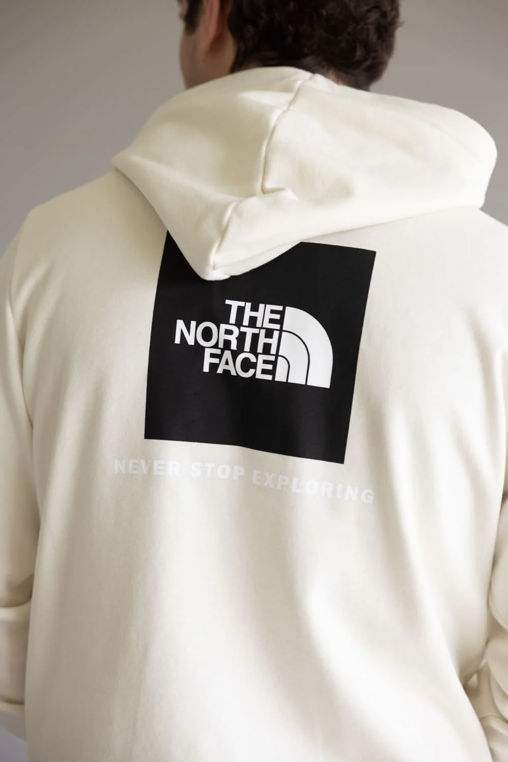 The North Face Evolution Box Logo Hoodie for Men in White Dune | NF0A8CWP-QLI - Image 4
