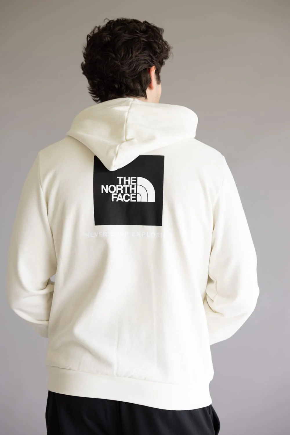 The North Face Evolution Box Logo Hoodie for Men in White Dune | NF0A8CWP-QLI - Image 6