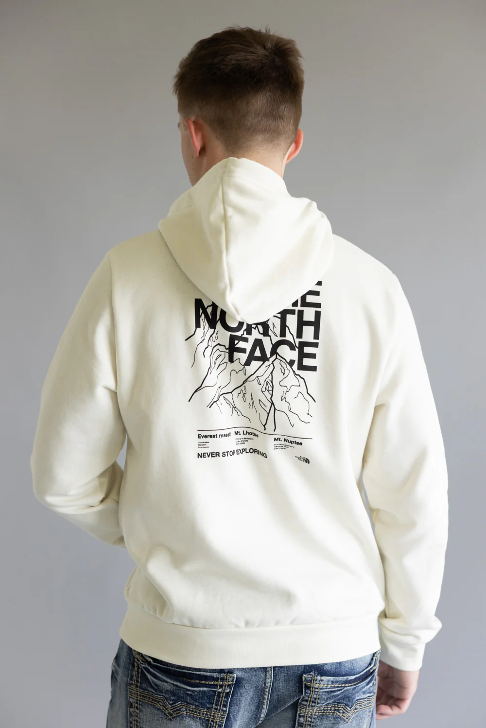 The North Face Evolution Half Dome Hoodie for Men in White Dune | NF0A8FNF-QLI - Image 4
