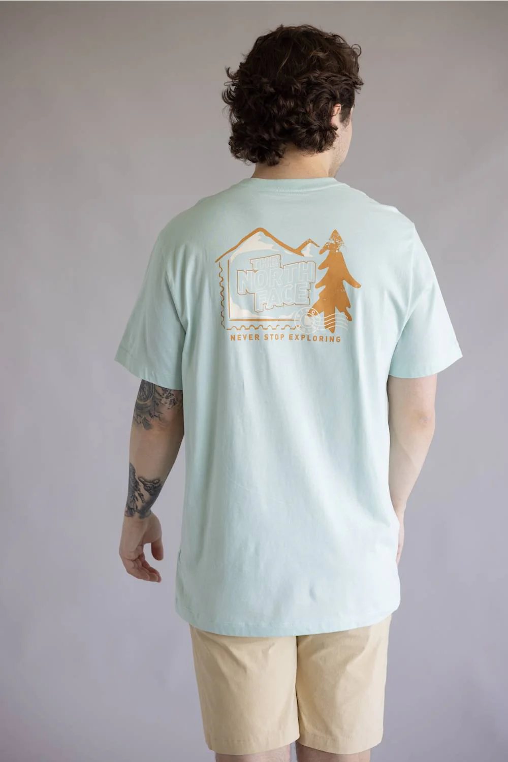 The North Face Mountain Stamp Tee for Men in Opal Frost | NF0A8GPV-G70 OPAL - Image 3