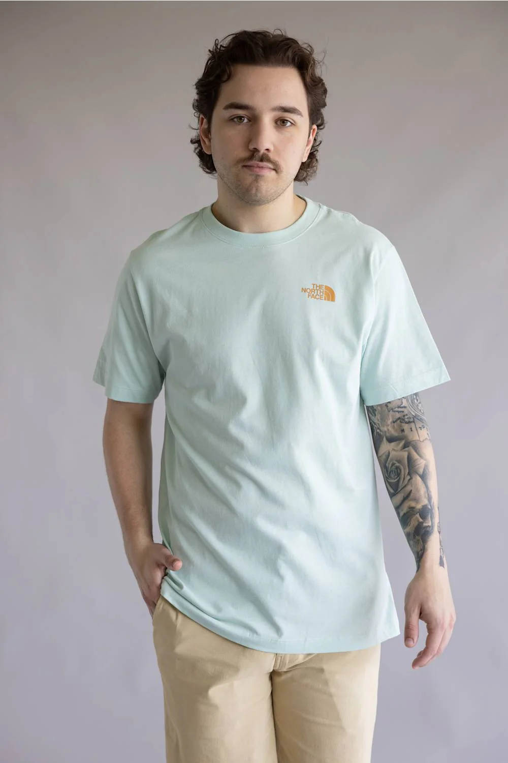 The North Face Mountain Stamp Tee for Men in Opal Frost | NF0A8GPV-G70 OPAL - Image 4