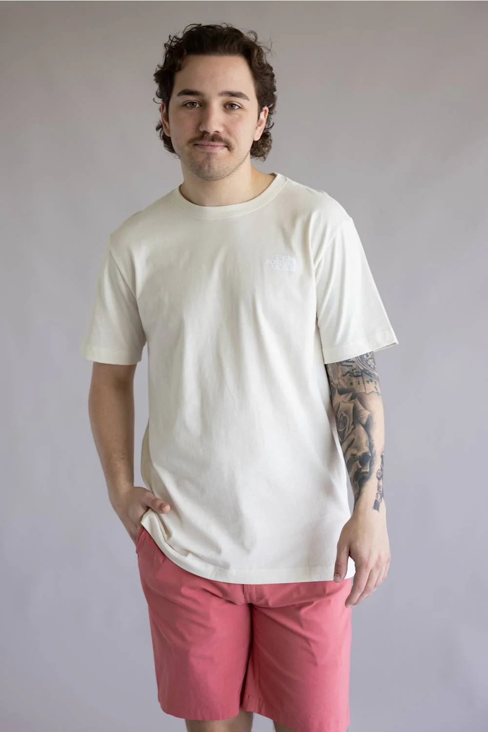 The North Face Red White & Blue Tee for Men in White Dune | NF0A8GPQ-QLI - Image 2