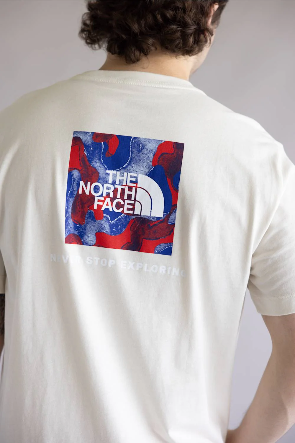 The North Face Red White & Blue Tee for Men in White Dune | NF0A8GPQ-QLI - Image 3