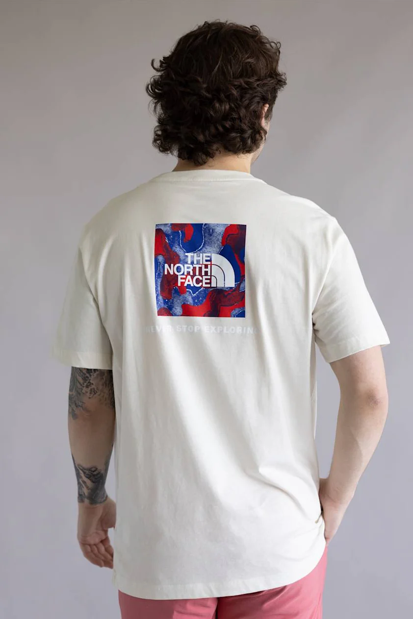 The North Face Red White & Blue Tee for Men in White Dune | NF0A8GPQ-QLI - Image 6