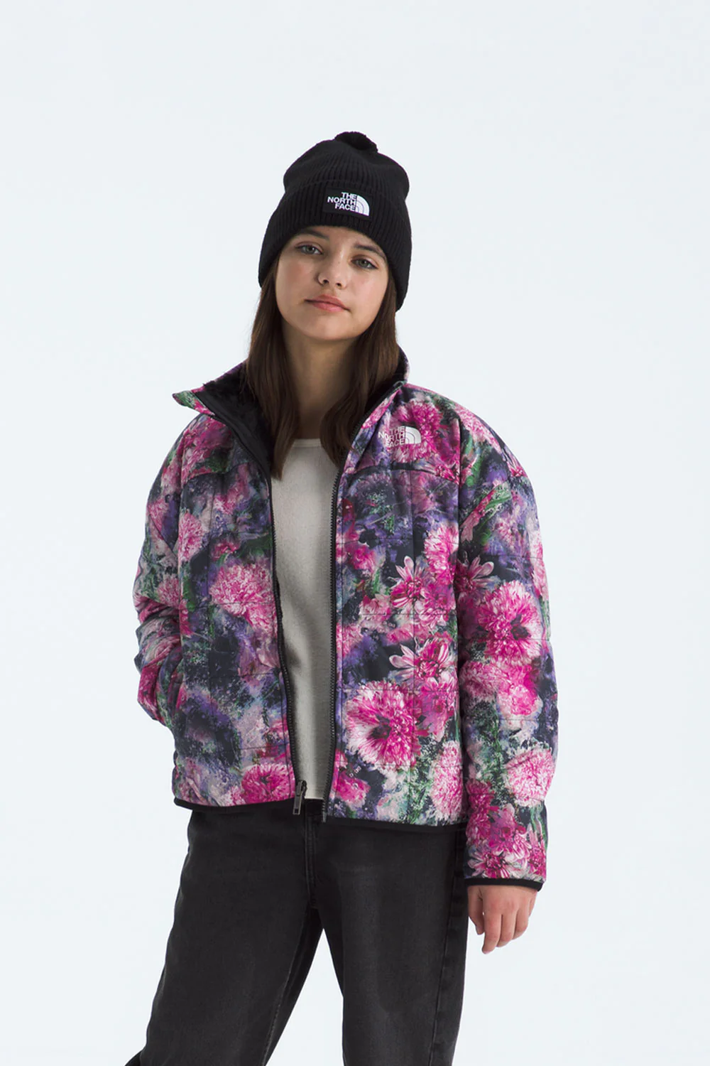 The North Face Youth Reversible Shasta Full Zip Jacket for Girls in Pale Blossom Frozen | NF0A8D00-D5E - Image 3