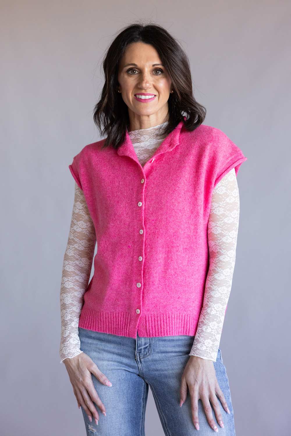 Things Between Piper Vest for Women in Bubblegum | TBW13702-GUM - Image 2