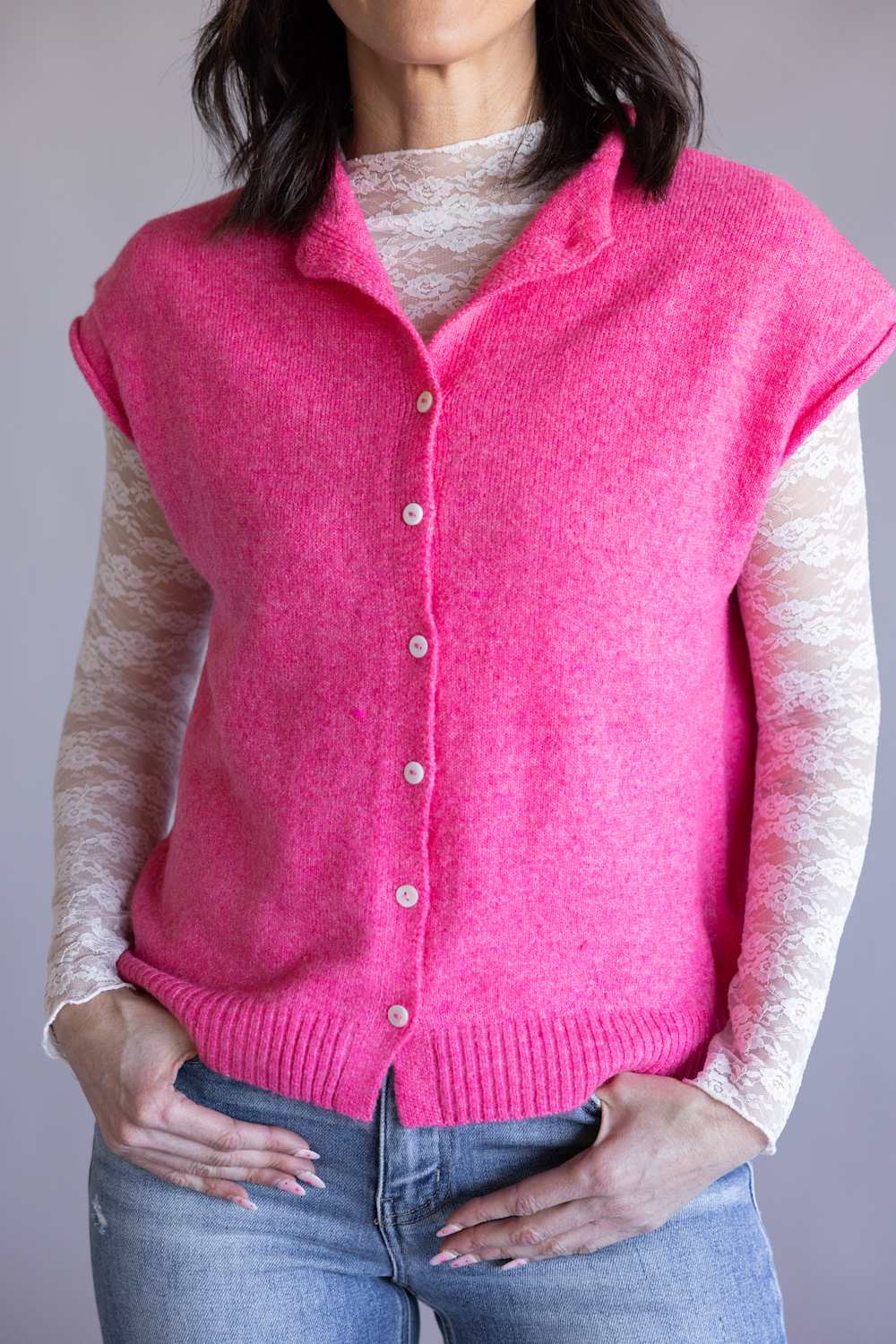 Things Between Piper Vest for Women in Bubblegum | TBW13702-GUM - Image 3