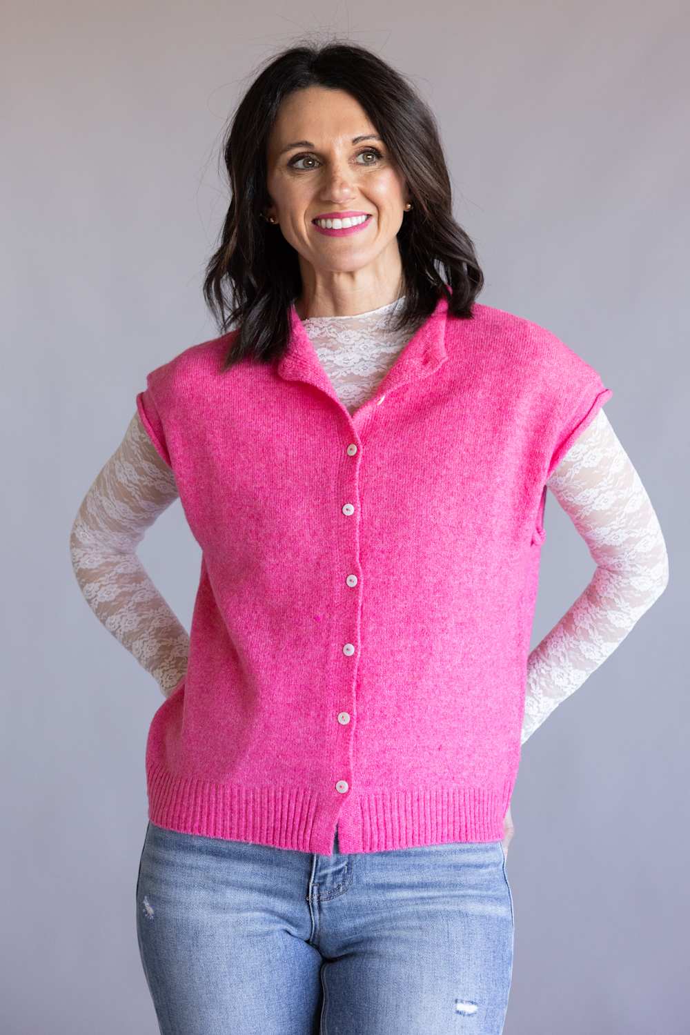 Things Between Piper Vest for Women in Bubblegum | TBW13702-GUM - Image 5