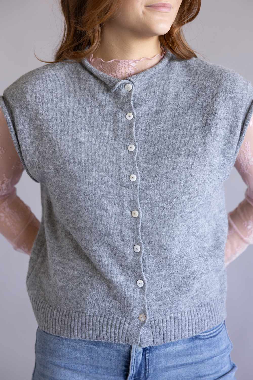 Things Between Piper Vest for Women in Heather Grey | TBW13702-HGRY - Image 3
